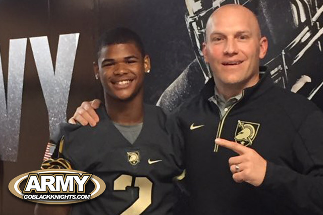 WR Chris Greaves with Army D-line coach, Chad Wilt 