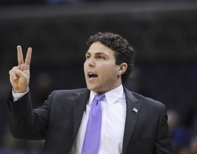 Memphis Tigers head coach Josh Pastner gestures from the sidelines during the second half against the Southern University Jaguars at FedExForum. The Tigers won 72-67. 