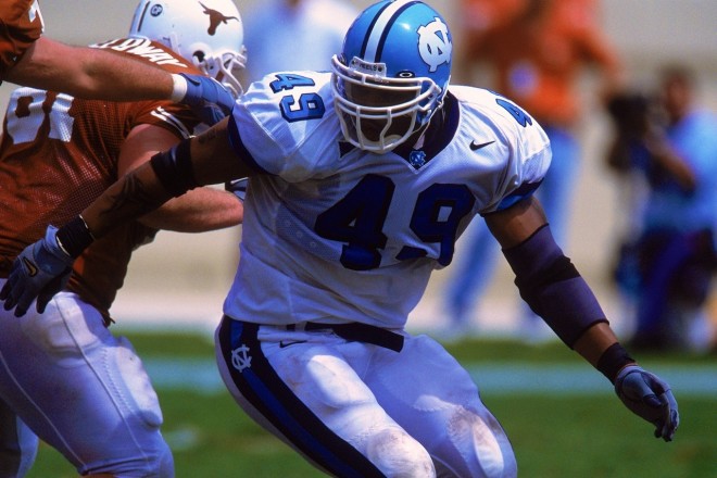 One of the greatest athletes ever at UNC, Julius Peppers made many jaw-dropping plays for the Heels.