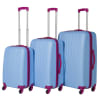 Swiss Case 4 Wheel Bold 3Pc Suitcase Set - Blue / Pink