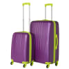 Swiss Case 4 Wheel Bold 2Pc Suitcase Set - Purple / Lime