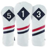Ram Golf Premium Vintage Style PU Leather Headcovers Set, Retro White, Driver, Fairway Woods (1,3,5) #