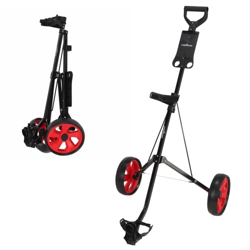 Caddymatic i-Trac 2 Wheel Folding Golf Trolley Black/Red