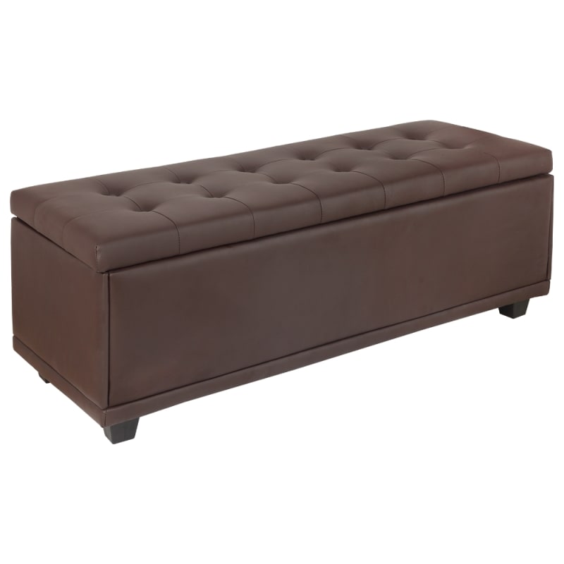 Homegear 47 Large Faux Leather Ottoman, Leather Ottoman Storage Bench
