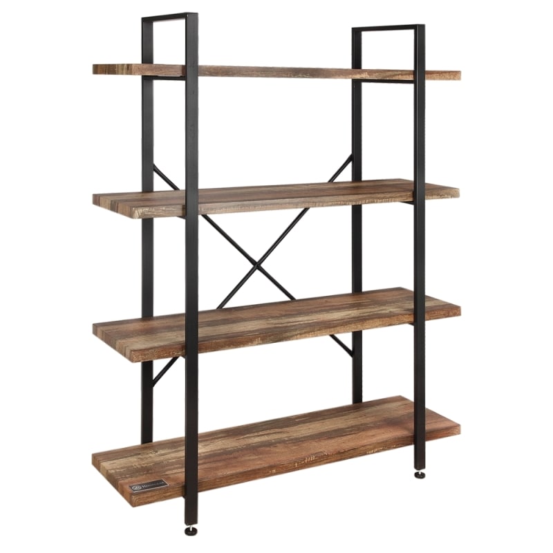 Homegear Furniture Vintage Oak Style 4 Tier Bookcase Wood