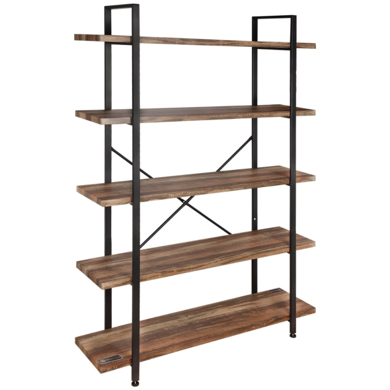 Homegear Furniture Vintage Oak Style 5 Tier Bookcase Wood