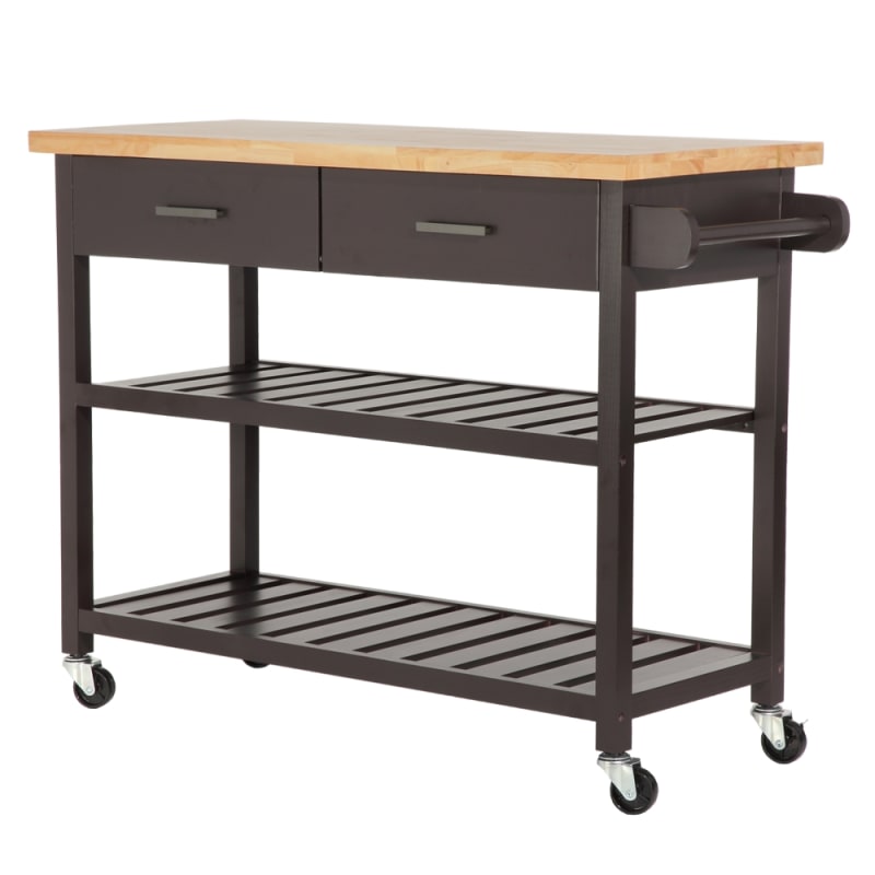 Homegear Open Storage Kitchen Cart Island Brown just $164 ...