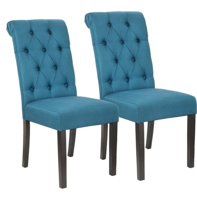 Homegear Parsons Style Tufted Upholstered Large Dining Side Chairs Set Of 2 Blue