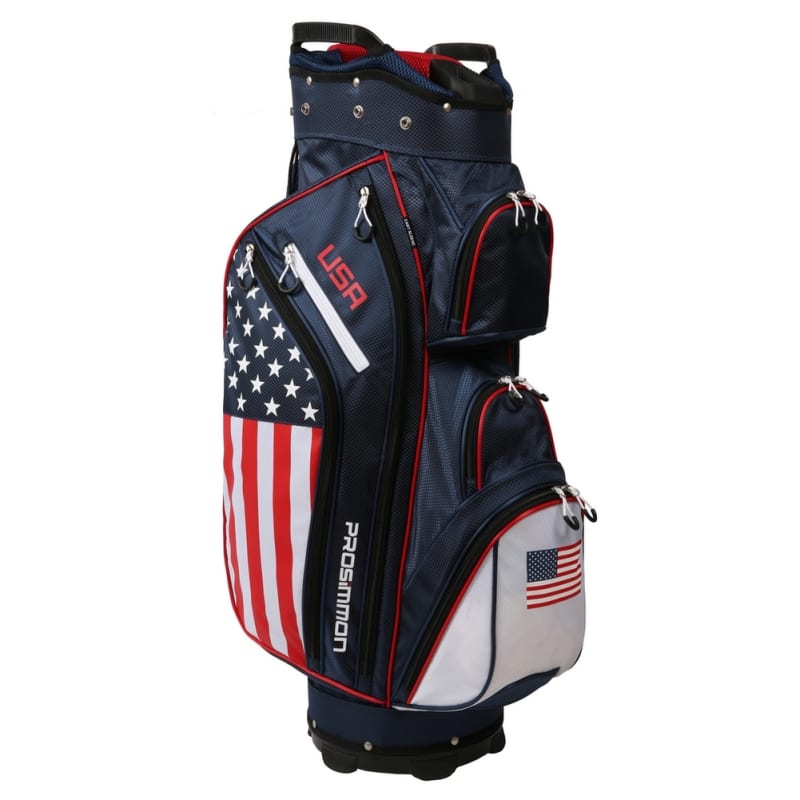 Prosimmon Golf DRK 14 Way Cart Bag, USA Flag Golf Outlets of America