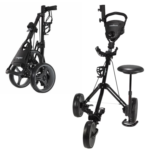 Caddymatic Golf X-TREME 3 Wheel Push/Pull Golf Tolley with Seat Black