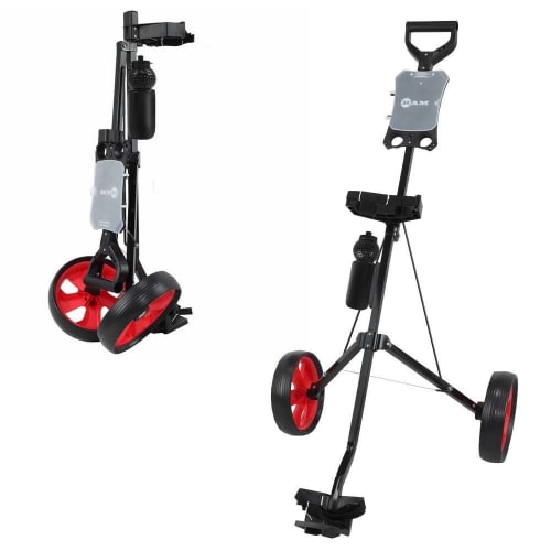 Ram Golf 2 Wheel Folding Steel Pull Cart / Trolley with Water Bottle, Scorecard Holder and Removable Wheels