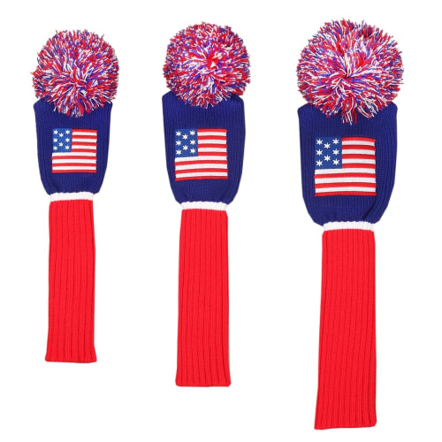 Ram Golf Patriotic USA Stars and Stripes Knitted Golf Headcover Set for Driver, Wood and Hybrid
