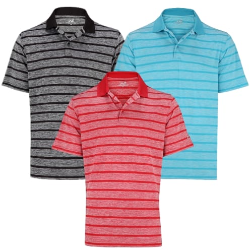 Woodworm Golf Heather Stripe Mens Polo Shirts 3 Pack