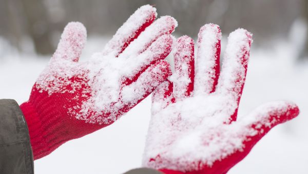 red gloves in snow