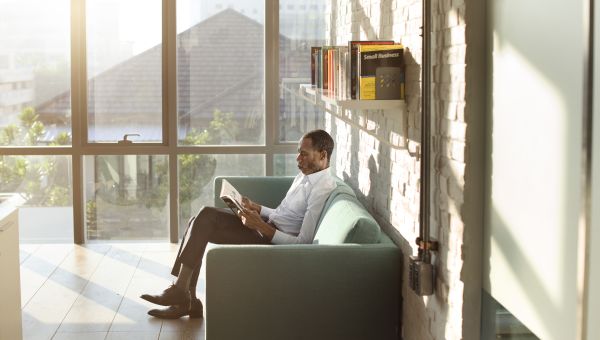 man reading a book