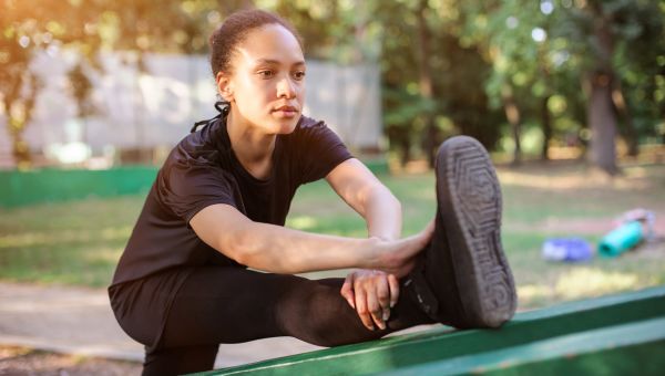 stretch, leg stretch, exercise, fitness, outside, outdoors, woman