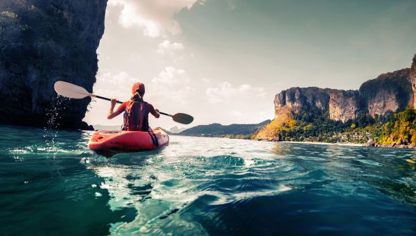 kayak, rowing, woman, outdoors, exercise