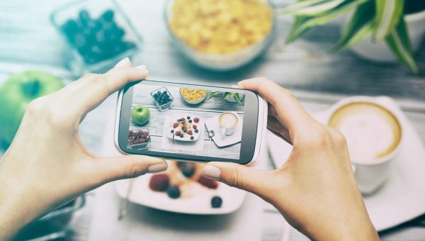 taking a picture of food