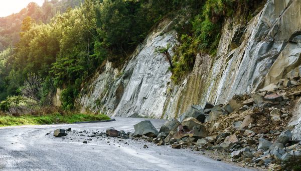 Landslide after a heavy rain