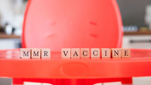 Building blocks spelling out the words MMR vaccine