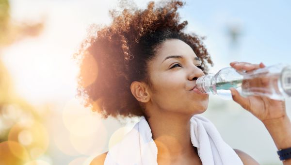 woman drinking water