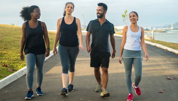 Group of friends walking outdoors