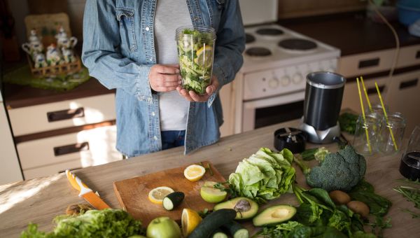 preparing a smoothie