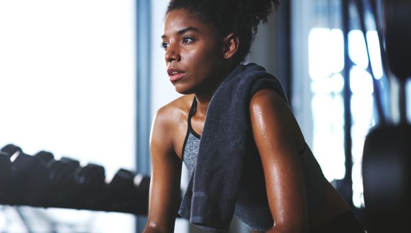 woman with water smart phone on arm