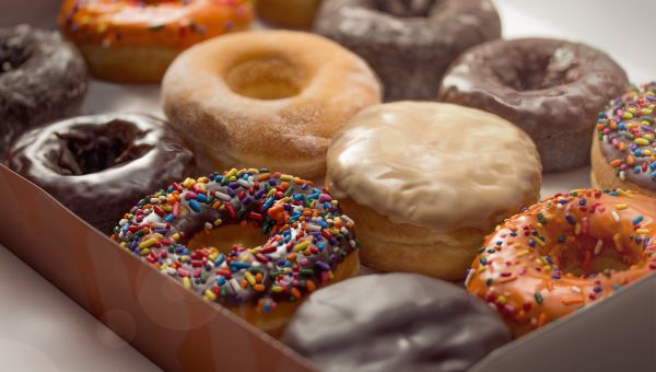 delicious donuts in a box