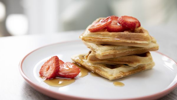 whole wheat waffles with strawberries