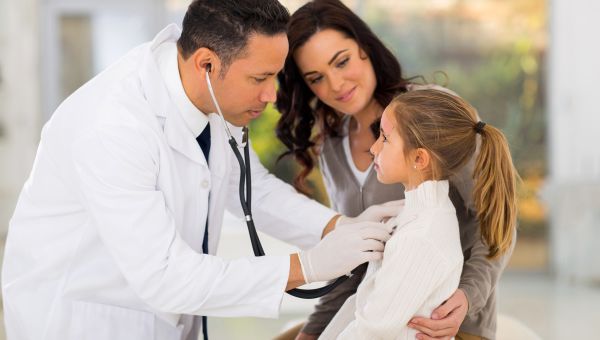pediatrician, doctor, patient, stethoscope, sick kid, sick child, girl