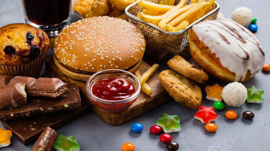 a bunch of junk food