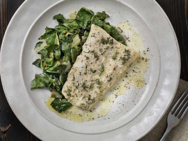 Poached Sea Bass with Basil Broth Recipe