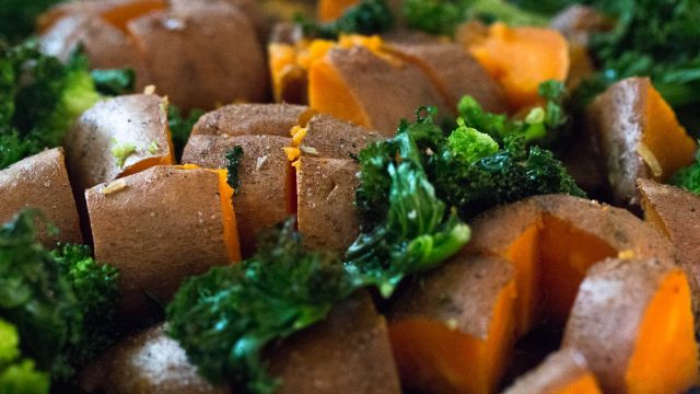 kale sweet potato close up