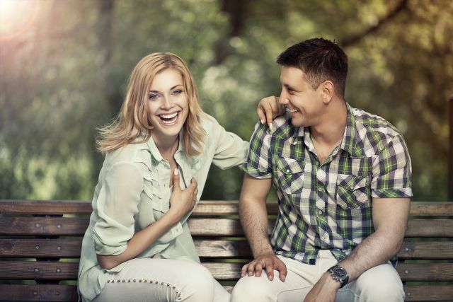 couple on park bench