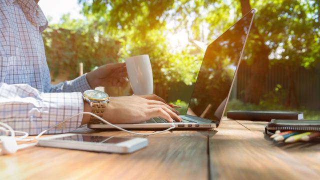 man using laptop