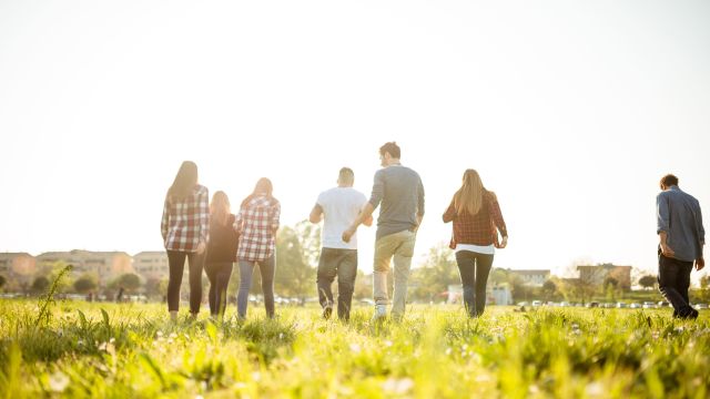 group of friends walking together