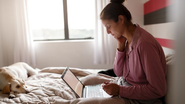 woman using laptop