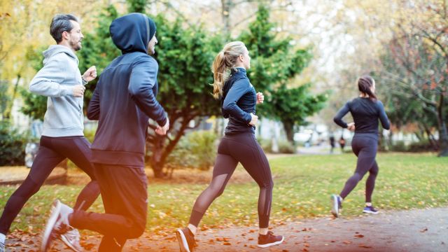 group running in park