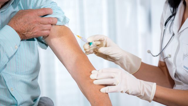 Woman receiving flu shot