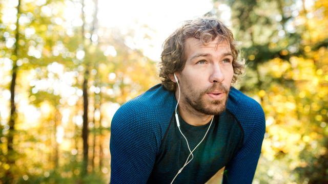 man out of breath on a run