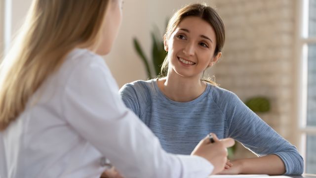 young woman with therapist