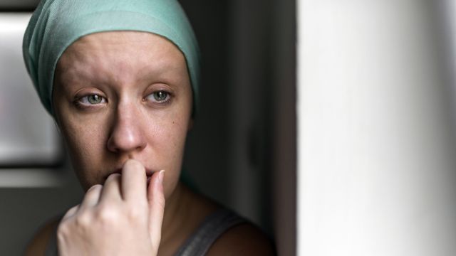 Breast cancer patient in deep thought.