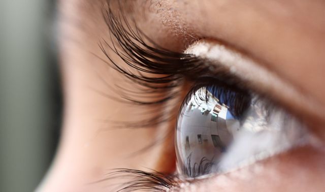 closeup of child's left eye