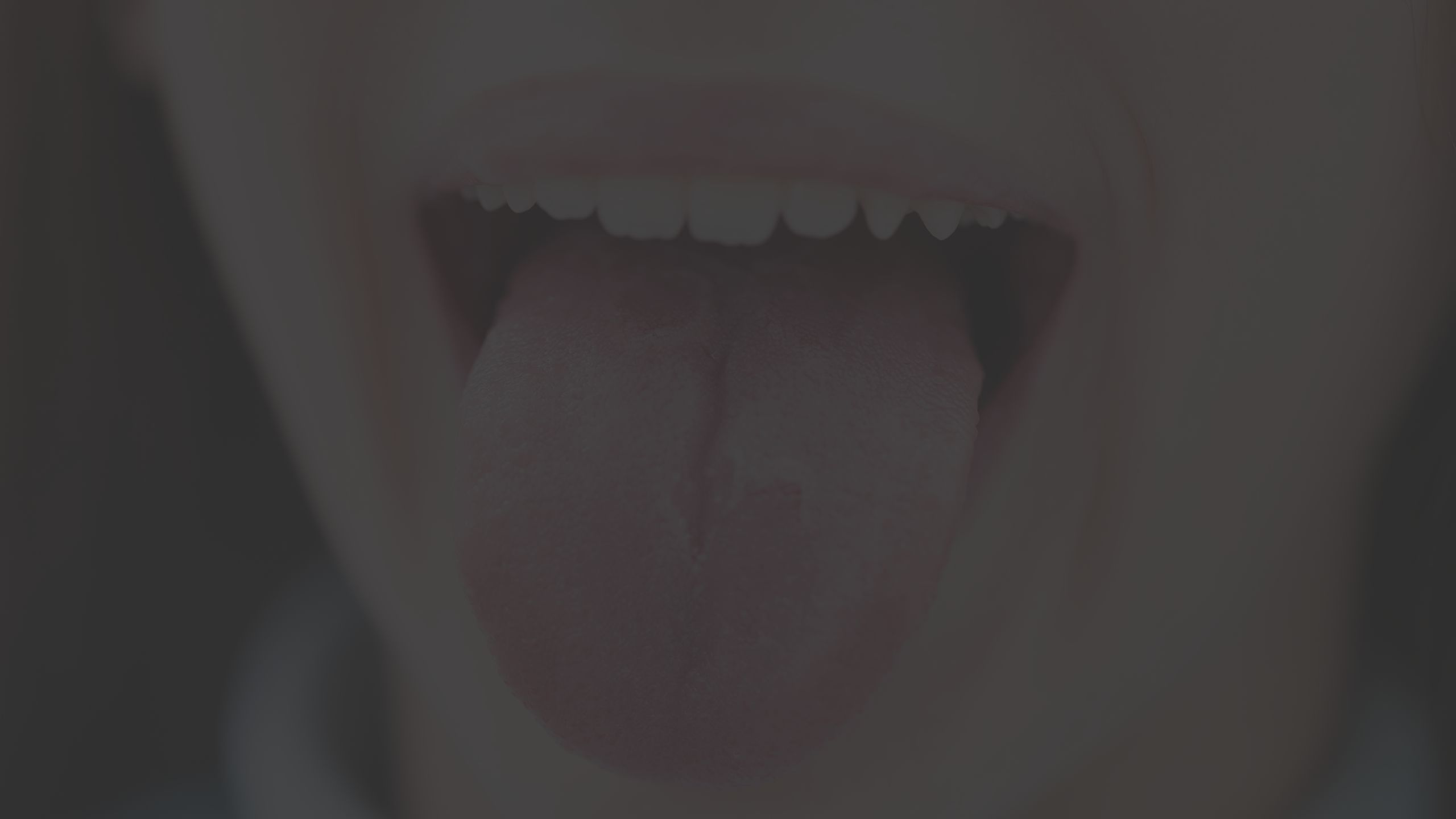 close-up on a person's tongue