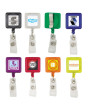 Printed Square Plastic Retractable Badge Holder with Standard Clip