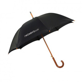 48" Hotel Umbrella With Auto-Open And Brown Wood Shaft