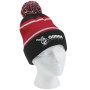 Three-Tone Striped Pom Beanie With Cuff 
