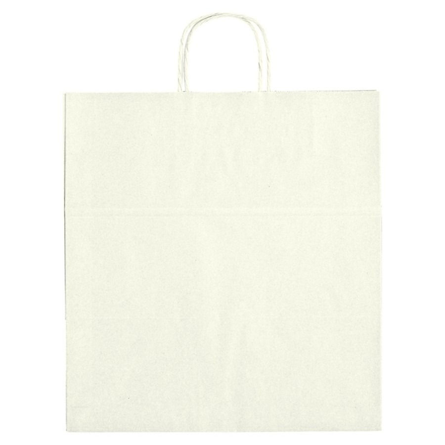 Kraft Paper White Shopping Bag - 14" x 15"