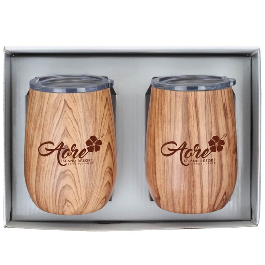 Stainless Steel Timber Wine Tumbler Gift Set